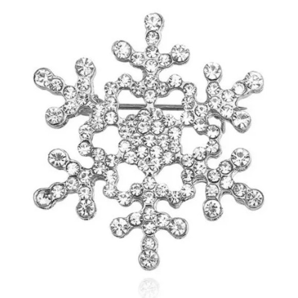 Brooch, Snowflake Rhinestone Sparkle Gemstone Christmas Pins - Picture 4 of 4